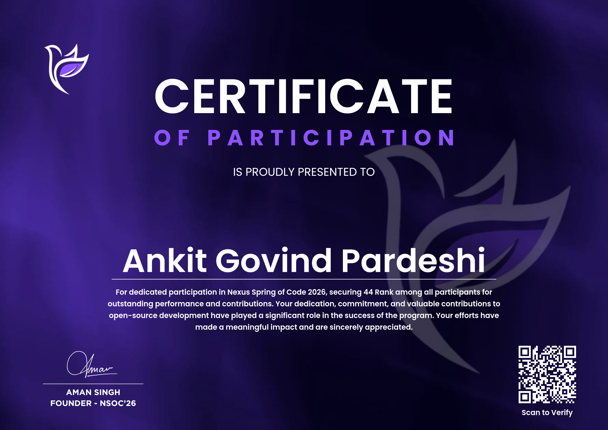 Girlscript Summer of Code Certificate Placeholder